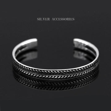 Hot Selling Silver Color Vintage Decorative Leaves Pattern Open Bracelet Bangle - The Jewellery Supermarket